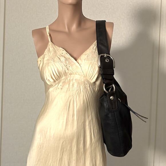 COACH F13108 SoHo Black Leather Whipstitch Wide Buckle Strap Shoulder Bag Large - Picture 4 of 16